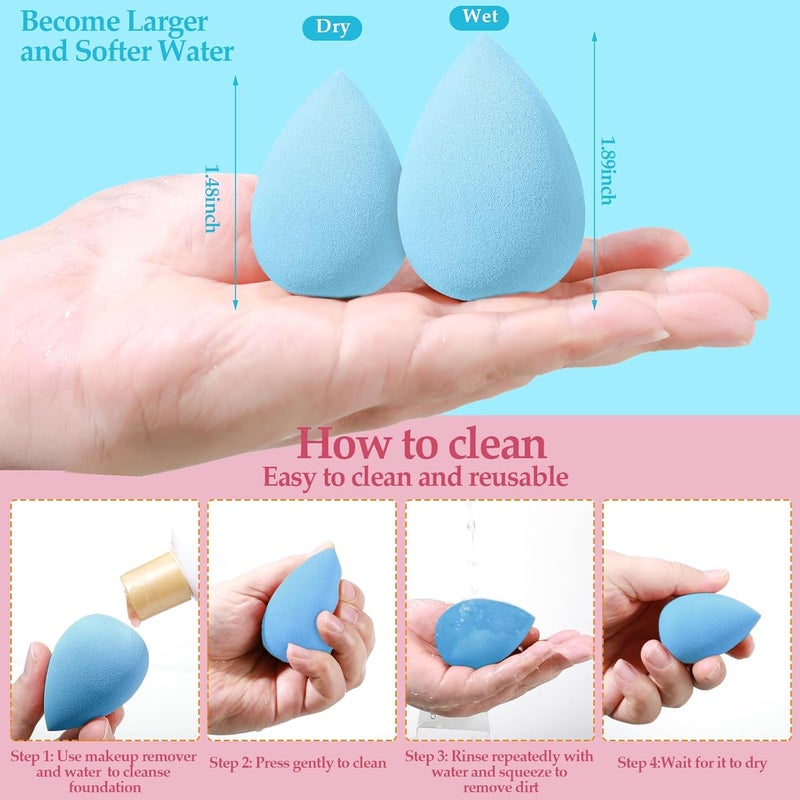 AuraRay 14 Pcs Makeup Sponge Set,Beauty Sponges Blender with 4 Pcs Powder Puff and 4 Pcs Mini Make up Sponges Birthday Gift,Mother's Day Gift for Women Liquid,Foundation,Powder,Concealer,Cream(Colorful) - Image 5